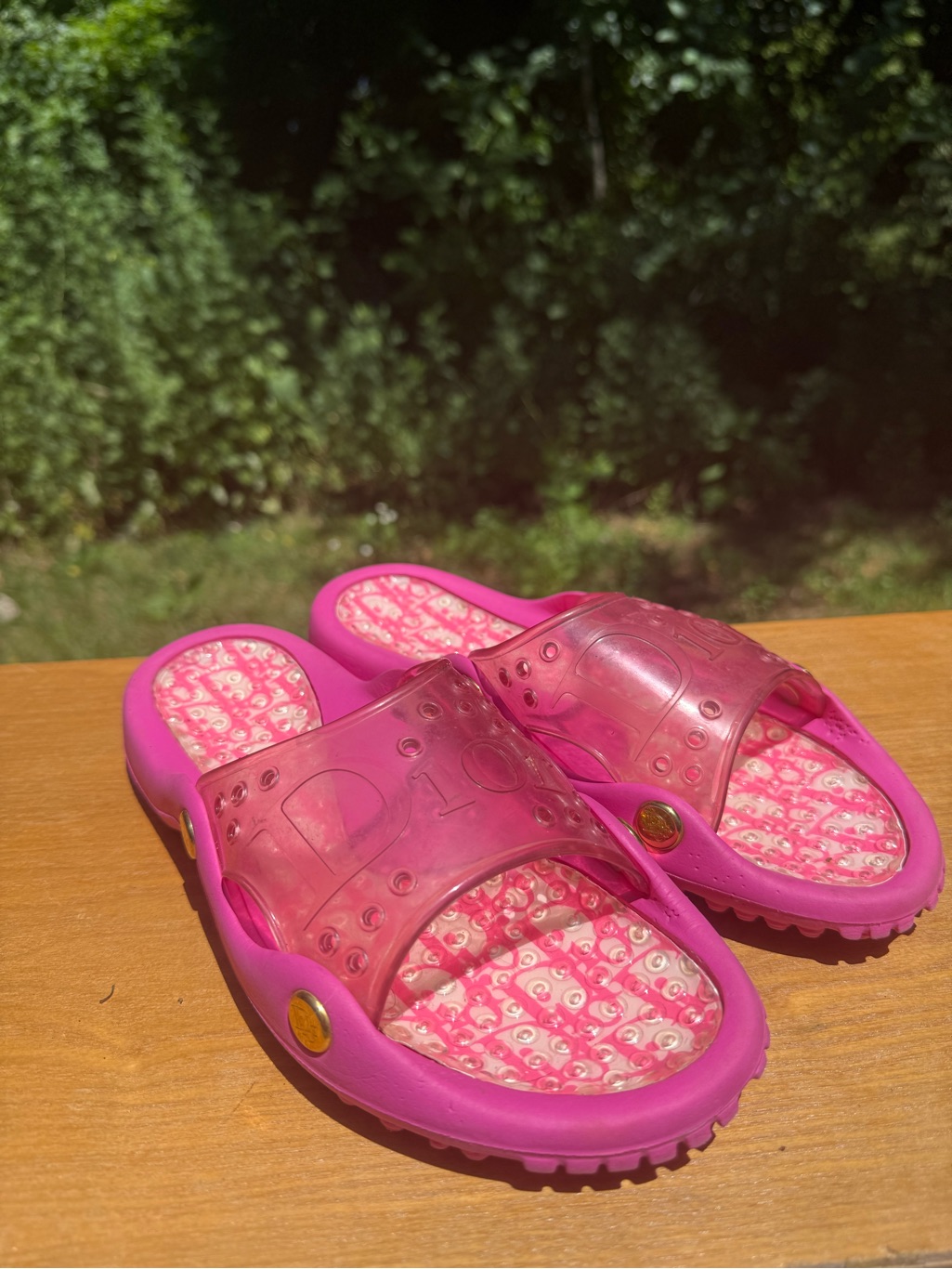 Vintage Dior Womens Pink Slide Sandals